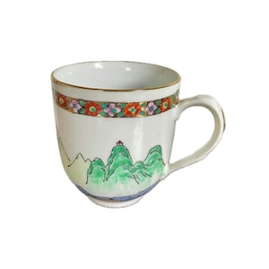 Vintage Zhongguo Zhi Zao Hand Painted Tea Cup Chinese Porcelain Hand Painted Floral Teacup Mug Retro Tea Cup 1970&#39;s Coffee Cup Expresso Cup