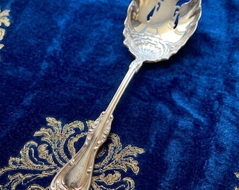 Antique Wm. A. Rogers Hanover Silver Plate Lettuce Fork, Ornate Victorian Pierced Salad Server