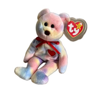 Rare Valentino Beanie Baby: 1994 Tag, 1997 Tie-Dye Body - Factory Error
