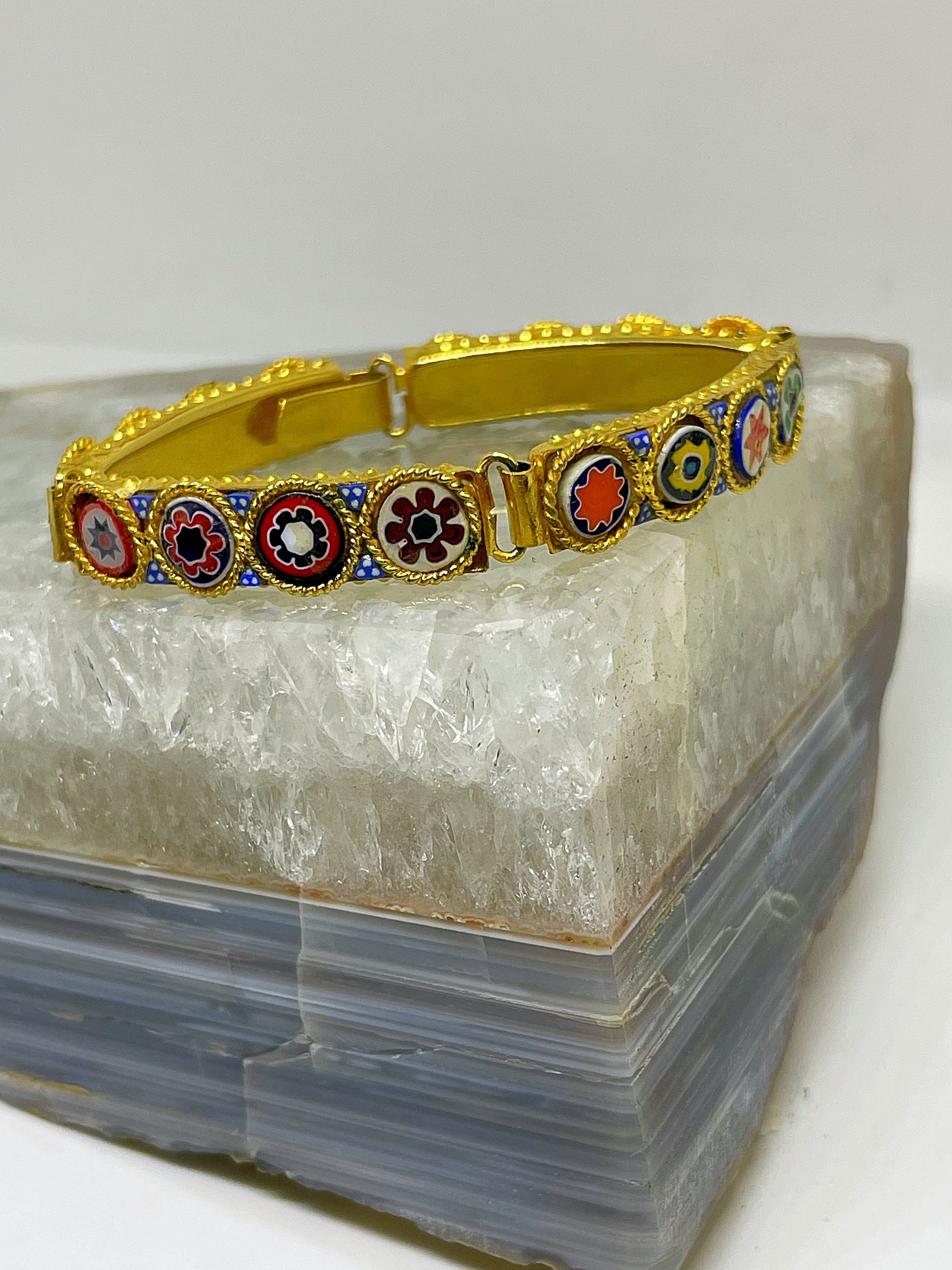 Vintage Italian Micro Mosaic Floral Flower Link Gold Bracelet Vintage Mosaic Bracelet Gold Panel Bracelet Mosaic Jewelry Petite Size - Etsy Sweden Vintage Italian Micro Mosaic Floral Flower Link Gold Bracelet Vintage Mosaic Bracelet Gold Panel Bracelet Mosaic Jewelry Petite Size - Etsy Sweden