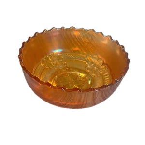 Vintage Dogwood Carnival Glass Bowl: Art Deco Marigold Candy Dish