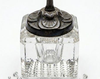 Victorian Cut Glass Inkwell – Antique Writing Desk Decor