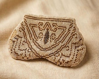 Vintage Art Deco Czech Micro-Beaded Belt Pouch / Chatelaine Purse