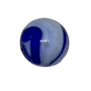 Vintage Glass Marble: Blue & White Corkscrew Swirl, .75&quot;