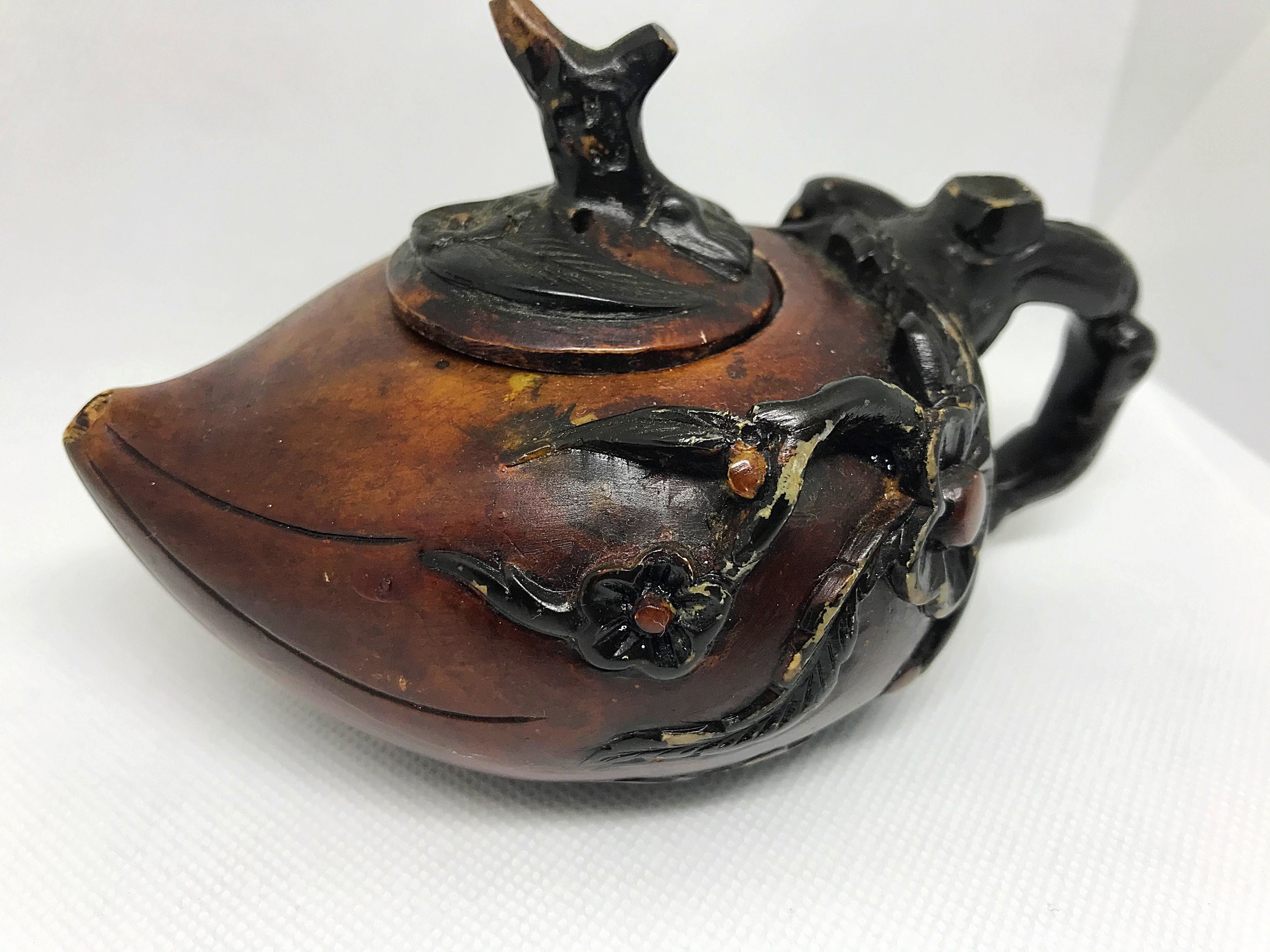 Antique Chinese Soapstone Teapot Carved Cherry Blossoms Etsy