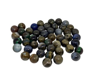 Vintage Jabo Swirl Marbles – Earth Tone Run, 50 Piece Player Lot