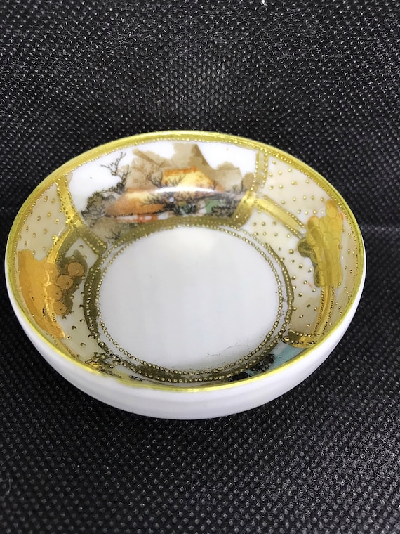 Vintage Nippon Hand Painted Porcelain Trinket Dish Je… Gem