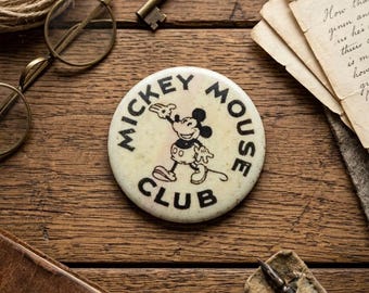 Vintage Mickey Mouse Club Pocket Mirror Celluloid 1950s Disney Memorabilia, Antique Mickey Mouse Makeup Mirror Compact