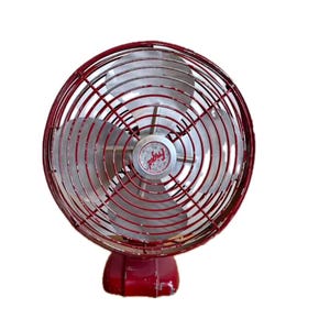 Vintage FRIGID Red Tabletop Fan: Mid-Century Industrial Decor