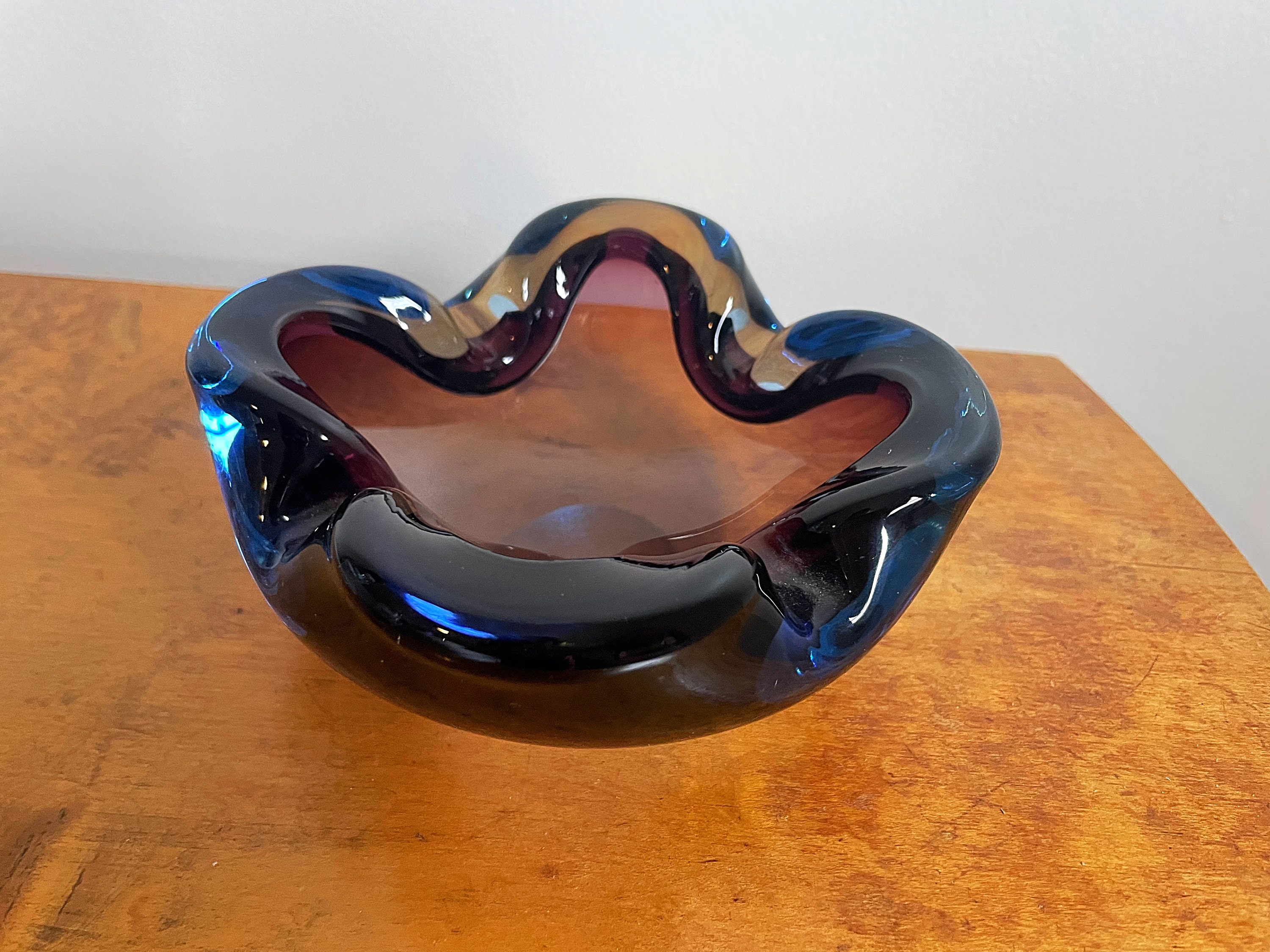 Vintage Murano Sommerso Glass Ashtray by Flavio Poli for