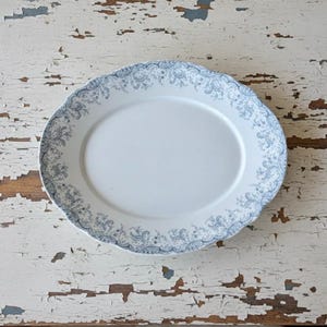 Antique John Maddock & Sons Royal Vitreous Oval Serving Platter, Seville Blue Floral, 1895-1896