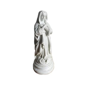 Antique French Bisque Porcelain Madonna Figurine: Immaculate Conception Religious Statue