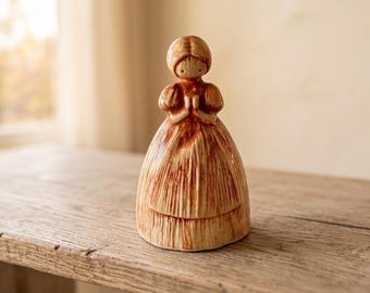 Vintage Handpainted Corn Husk Girl Figurine: Ceramic Soap Holder, 1981 Signed