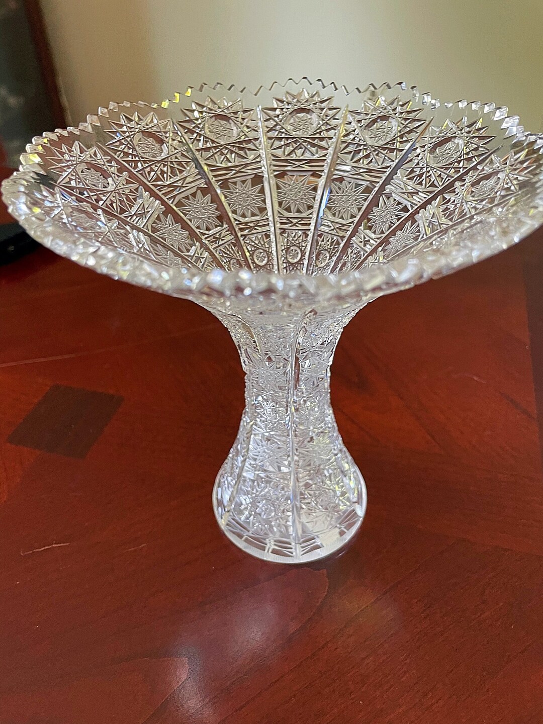 Vintage Crystal Vase Queen Anne Lace Bohemia Czech Crystal 6 Vase Hand