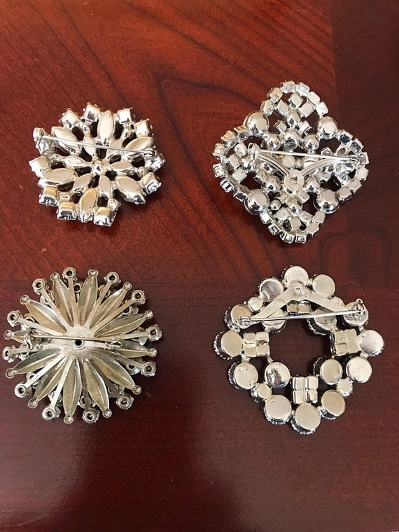 Vintage Rhinestone Pins Brooches Set of 4 Bridal Bouquet Bridal