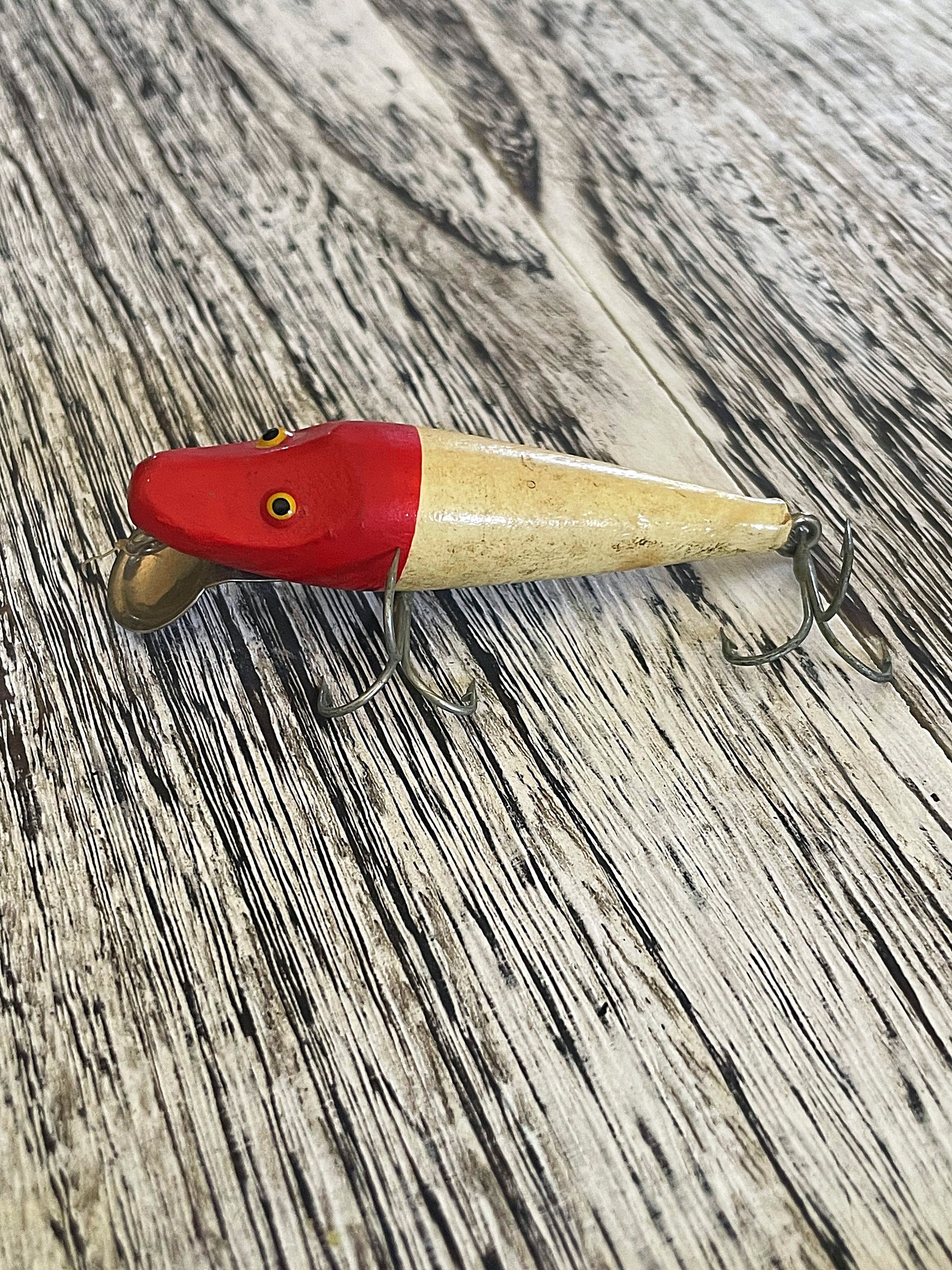 Two Great Colorful Wooden Antique Fishing Lures in Old Paint Found