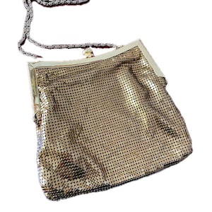 Vintage Gold Mesh Purse Evening Handbag Gold Elan Mesh Purse with Chain Strap Art Deco Style Flapper Purse Wedding Purse New Year&#39;s Eve Bag