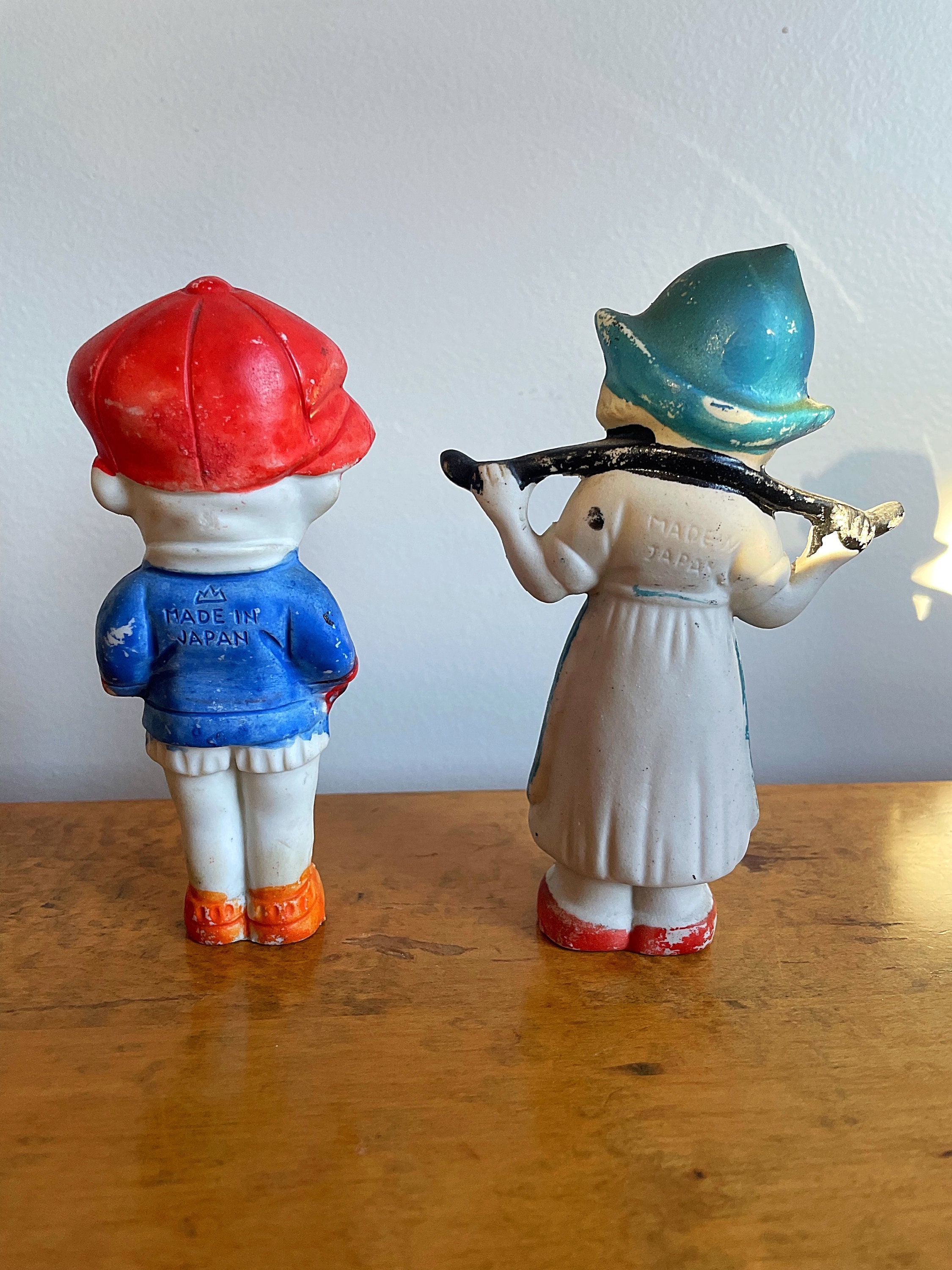 Vintage Japan Large Bisque Dolls Milkmaid Girl and Boy With