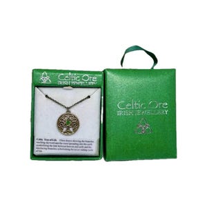 Celtic Tree of Life Necklace: Green Crystal, Irish Jewelry