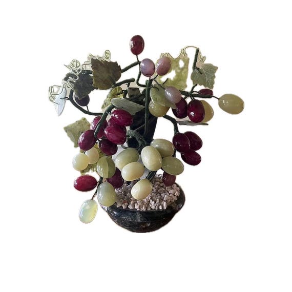 Vintage Bonsai Grape Vine Tree: Lifelike Jade & Alabaster Grapes -  Handcrafted Chinese Artistry - Etsy