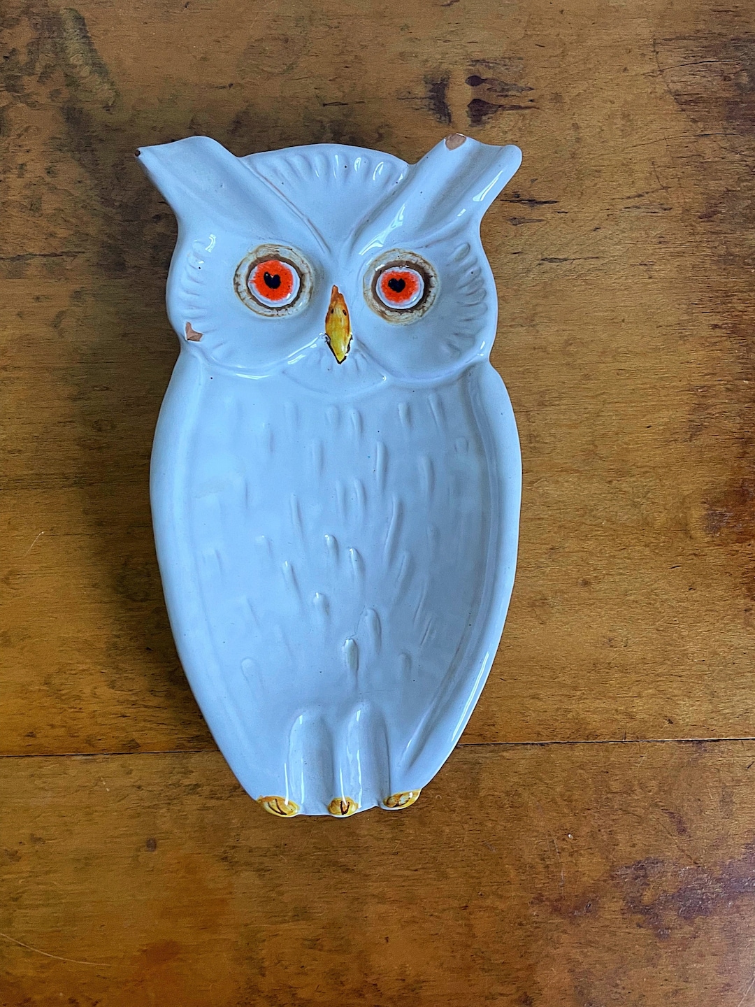 Vintage Owl Spoon Rest Signed Italy White Owl Pottery Kitchen Etsy