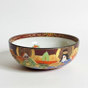 Vintage Japanese Porcelain Hand Painted Takito Bowl - Floral Interior Design - Moriage Detail