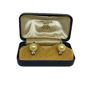 Art Deco Ciro Pearl & Paste Silver Earrings - Vintage Glamour