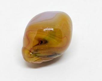 Jabo Football Marble Oddity – Oxblood Yellow Swirl Machine Glass Factory Error