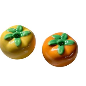 Vintage Tomato Salt & Pepper Shakers – Orange and Yellow Miniature Pair – Collectible Kitchenware - Retro Kitchen