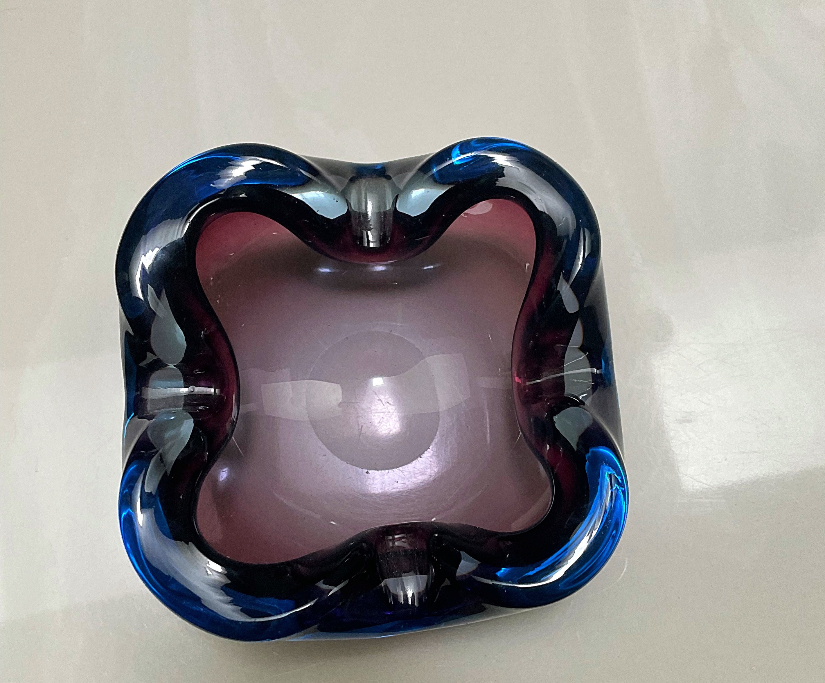 Vintage Murano Sommerso Glass Ashtray by Flavio Poli for