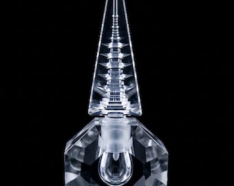 Vintage Hoya Crystal Perfume Bottle – 9” Pagoda Spire, Octagonal Base,  Optical Illusion Japanese Art Glass