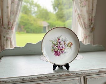 Antique Royal Austria Floral Plate: Hand-Painted Tulips, Gold Border