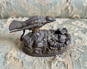 Antique Cast Iron Mechanical Bank, Bird Feeding Chicks, J. & E. Stevens 1883