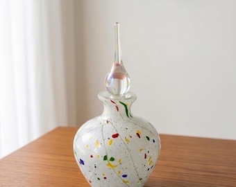 Vintage Confetti Art Glass Perfume Bottle – Mid Century Modern Style Speckled Decanter