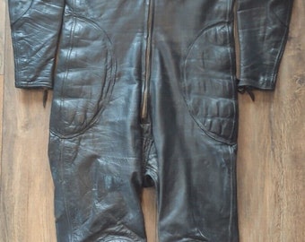 Vintage Aviakit/Lewis Leathers Black Leather Racing Suit Size 38/One Piece