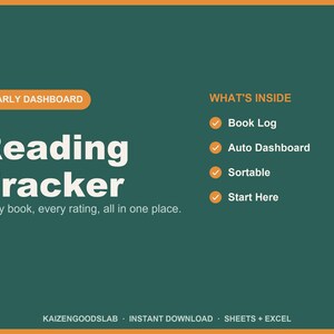 Reading Tracker Spreadsheet | Book Log and Reading Journal (Google Sheets, Excel)