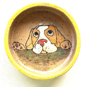 Beagle Trinket Bowl, Handmade Ceramic Catchall Dish, Hand Painted Pottery, Jewelry Dish, Unique Gift for Beagle Lovers