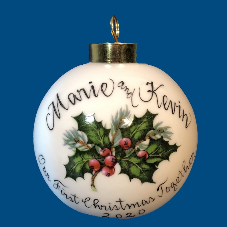 Personalized Hand Painted Christmas Ornament With Holly Etsy