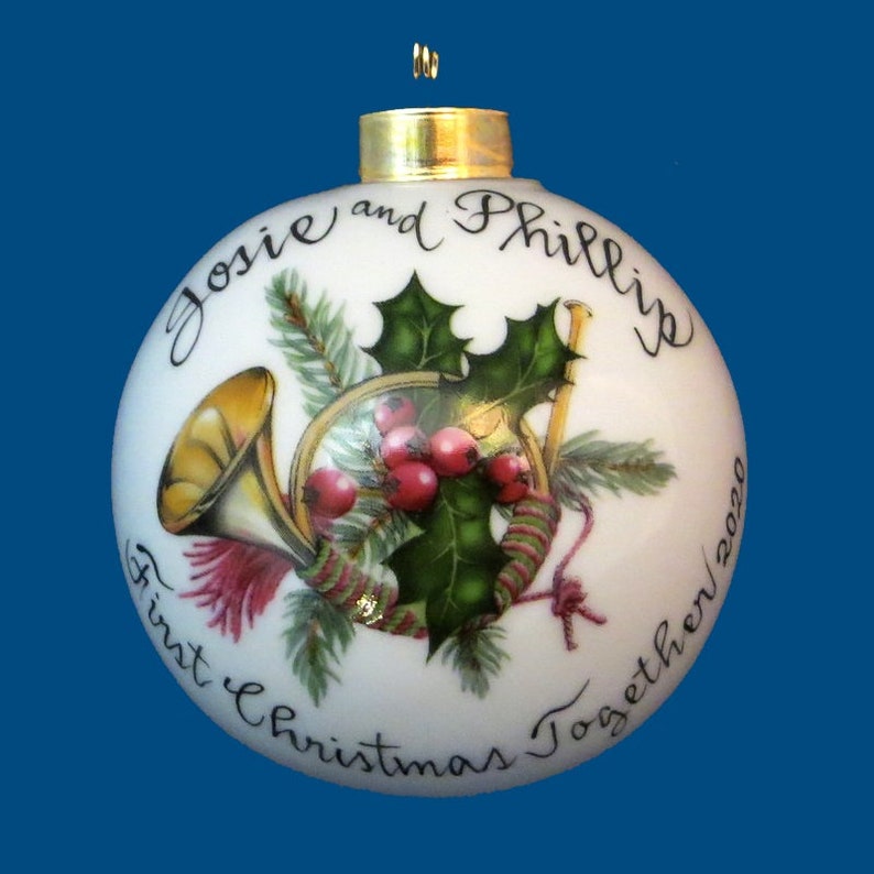 Personalized Hand Painted Christmas Ornament With Horn | Etsy