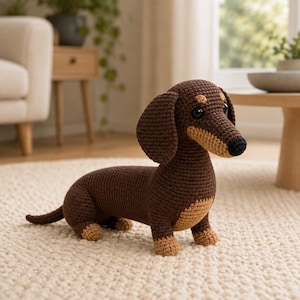 Tax-virkmönster PDF: Amigurumi-korvhund-handledning, instruktioner för realistiska plyschleksaker, digital nedladdning