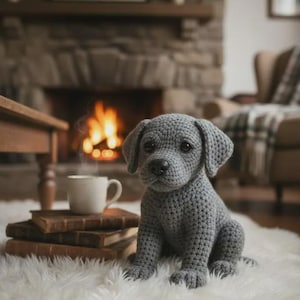 Silver Labrador Crochet Pattern: Realistic Retriever Puppy Amigurumi PDF, Sitting Gray Dog Plush Tutorial