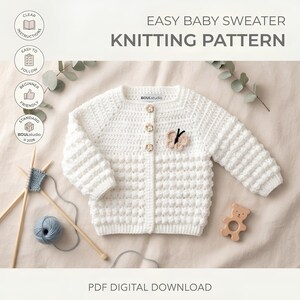 Baby Crochet Pattern PDF Easy Baby Cardigan Pattern Seamless Newborn Sweater