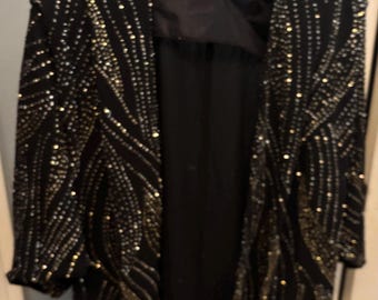 Vintage 1980s black glitter jacket size L