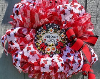 Lady Bug Wreath - Welcome To Our Home