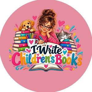 Write Children's Books Writer with Books, Dog and Cat Faux Leather Patch
