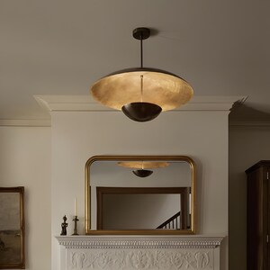 Modern Brass Dome Pendant Light – Mid-Century Style Hanging Ceiling Fixture