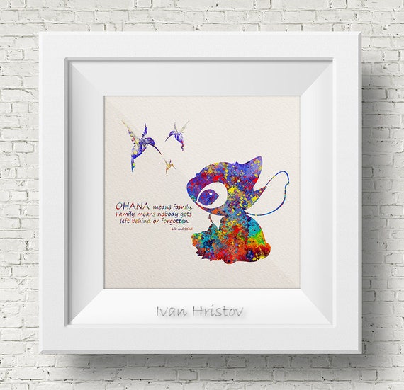 Stitch Citation De Lilo Et Stitch Square Disney Aquarelle Etsy