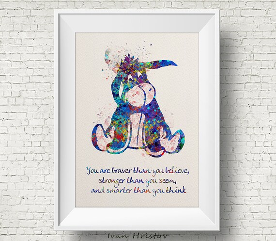 Eeyore From Winnie The Pooh Inspired Quote Watercolor Etsy