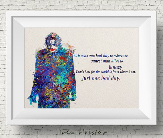 Heath Ledger Quote Inspired Joker From Batman Watercolor Etsy