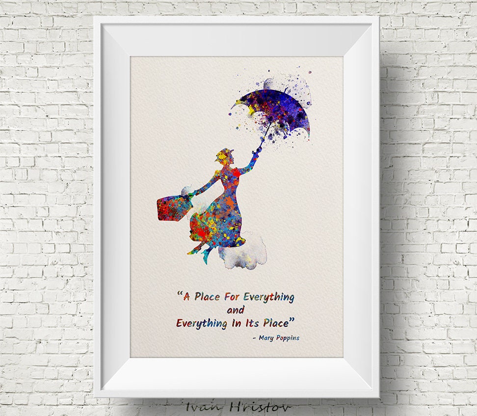mary poppins quote a place for everything inspired watercolor etsy norway
